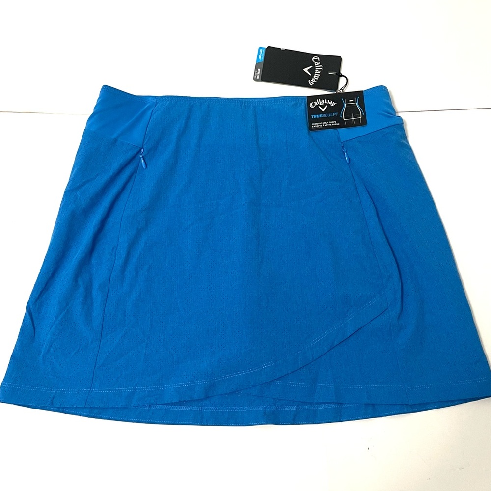 Callaway Golf Opti Dri Stretch Truesculpt Ibiza Blue Split Skort w Pockets Sz S